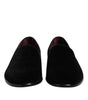 Dolce & Gabbana Black Velvet Slip On Loafers Formal Shoes