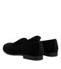 Dolce & Gabbana Black Velvet Slip On Loafers Formal Shoes
