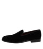 Dolce & Gabbana Black Velvet Slip On Loafers Formal Shoes