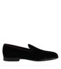 Dolce & Gabbana Black Velvet Slip On Loafers Formal Shoes