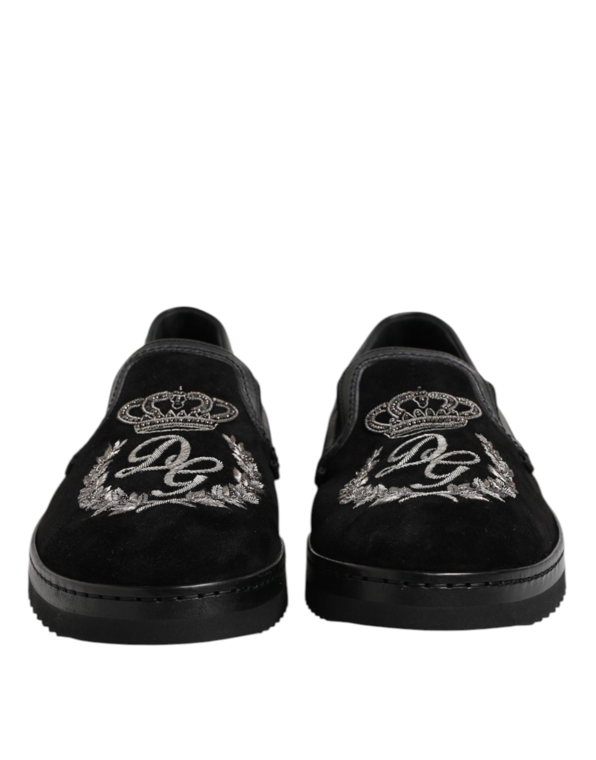 Mocassins noirs à couronne brodée Dolce &amp; Gabbana