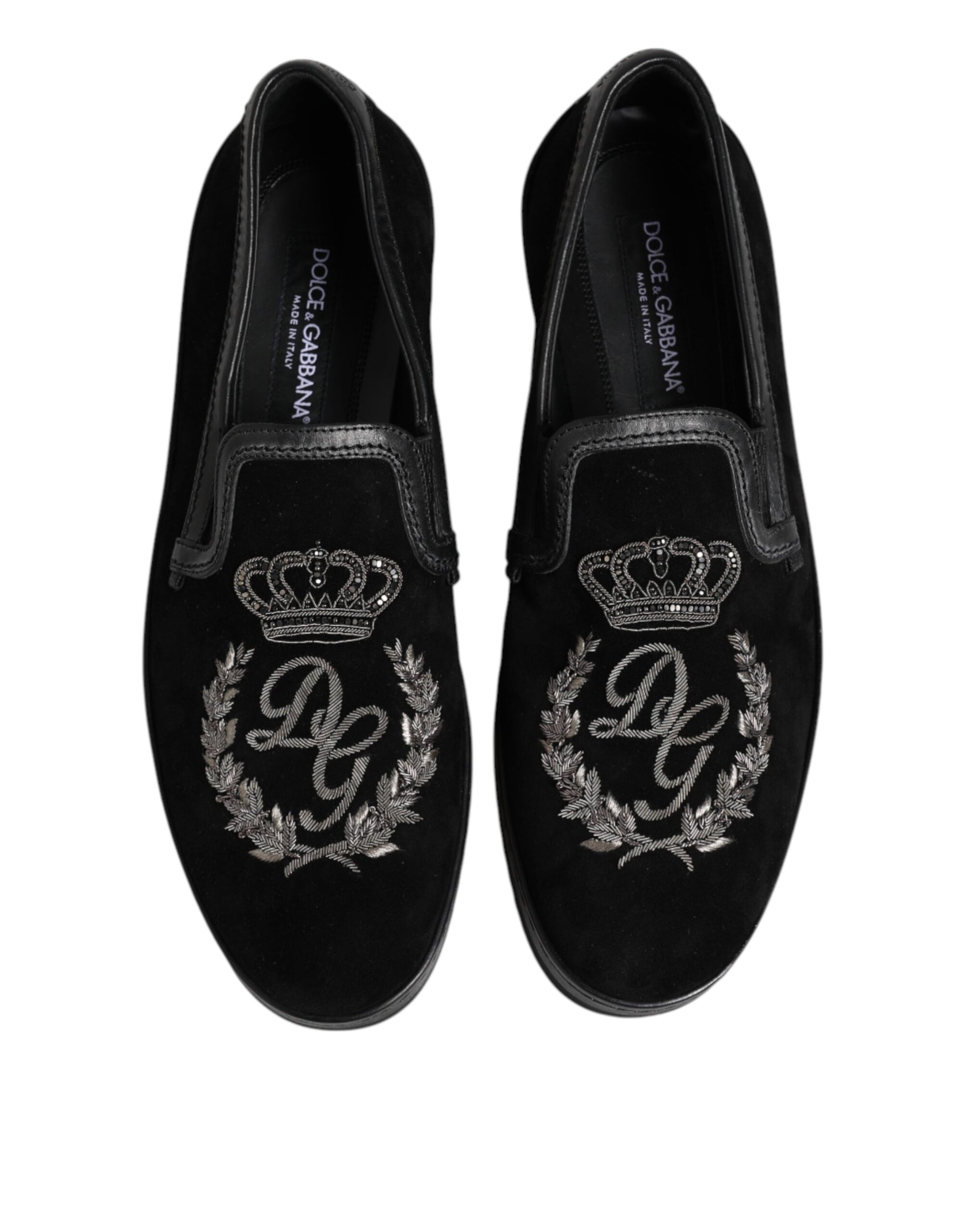 Mocassins noirs à couronne brodée Dolce &amp; Gabbana