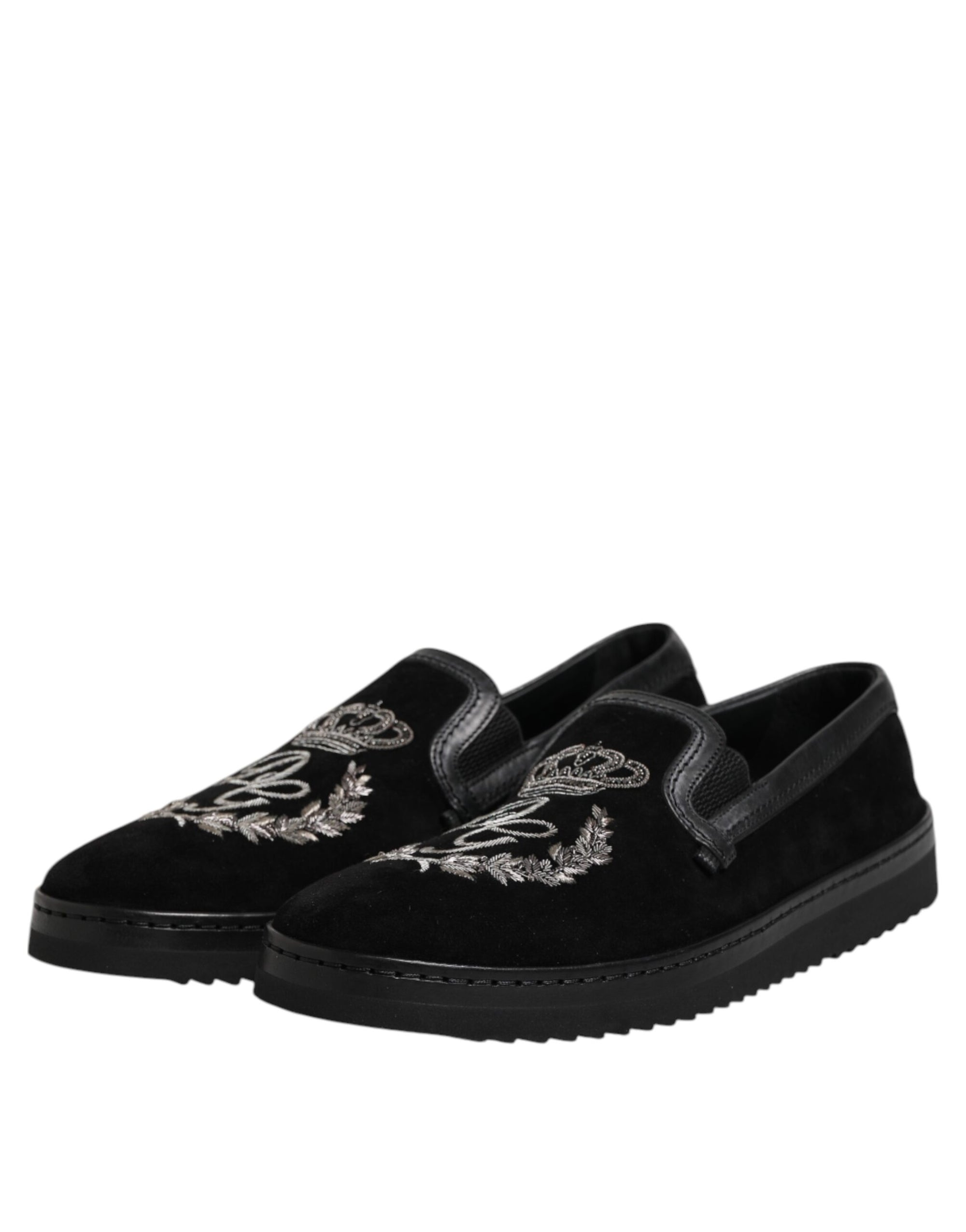 Mocassins noirs à couronne brodée Dolce &amp; Gabbana