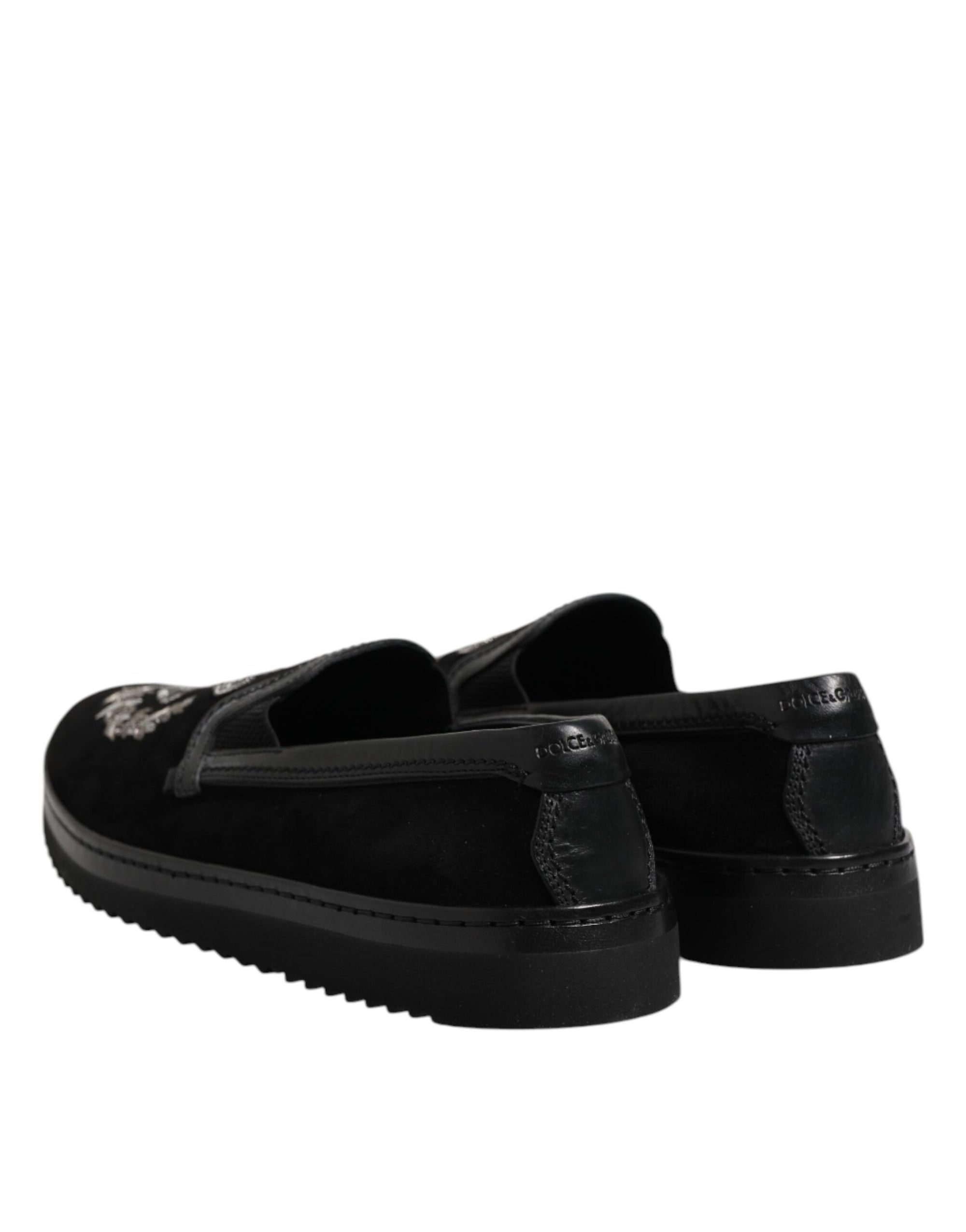 Mocassins noirs à couronne brodée Dolce &amp; Gabbana