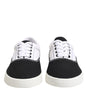 Dolce & Gabbana Black Cotton Canvas Lace Up Men Sneakers Shoes