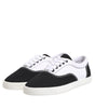 Dolce & Gabbana Black Cotton Canvas Lace Up Men Sneakers Shoes