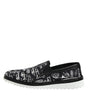 Dolce & Gabbana Black Slip On Printed Men Loafers Shoes