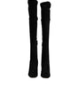 Dolce & Gabbana Black Suede Leather Knee High Boots Shoes