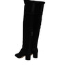 Dolce & Gabbana Black Suede Leather Knee High Boots Shoes