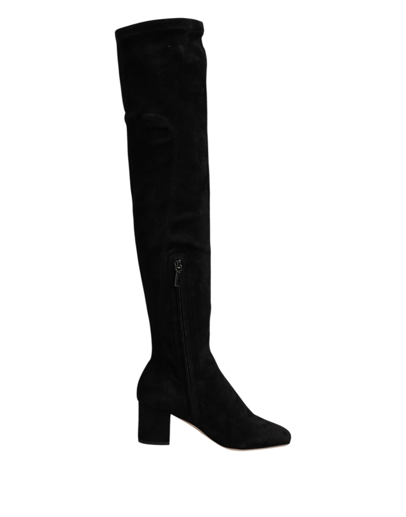 Dolce &amp; Gabbana Black Suede Leather Knee High Boots Shoes