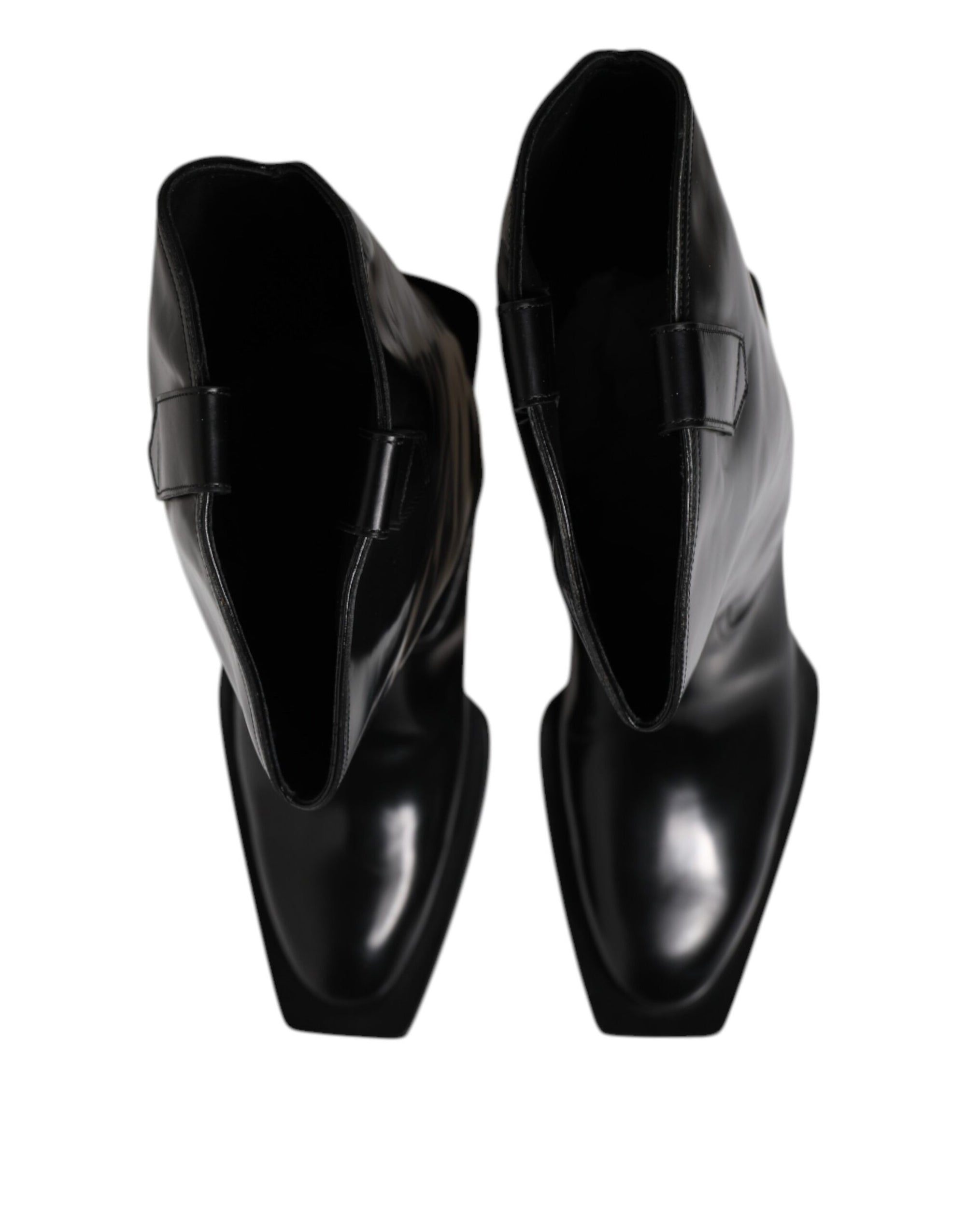 Bottes hautes en cuir de veau noir avec logo Dolce &amp; Gabbana