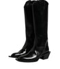 Bottes hautes en cuir de veau noir avec logo Dolce &amp; Gabbana