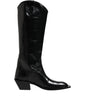 Bottes hautes en cuir de veau noir avec logo Dolce &amp; Gabbana