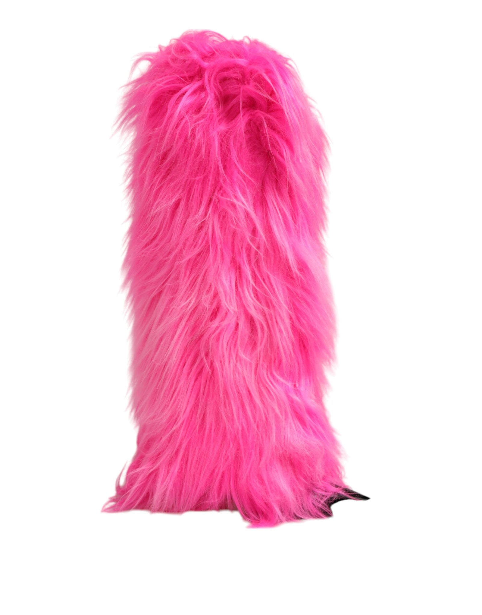 Dolce &amp; Gabbana Pink Faux Fur Leather High Heels Boots Shoes