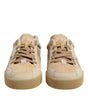 Dolce & Gabbana Beige Leather Low Top Lace Up Sneakers Shoes
