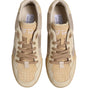 Dolce & Gabbana Beige Leather Low Top Lace Up Sneakers Shoes