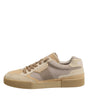 Dolce & Gabbana Beige Leather Low Top Lace Up Sneakers Shoes