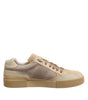 Dolce & Gabbana Beige Leather Low Top Lace Up Sneakers Shoes