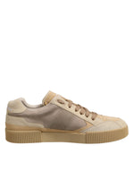Dolce & Gabbana Beige Leather Low Top Lace Up Sneakers Shoes