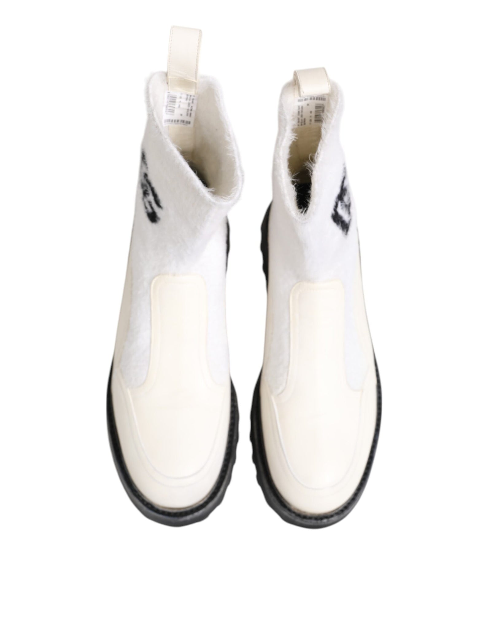Bottes mi-mollet Dolce &amp; Gabbana blanches et beiges avec logo DG