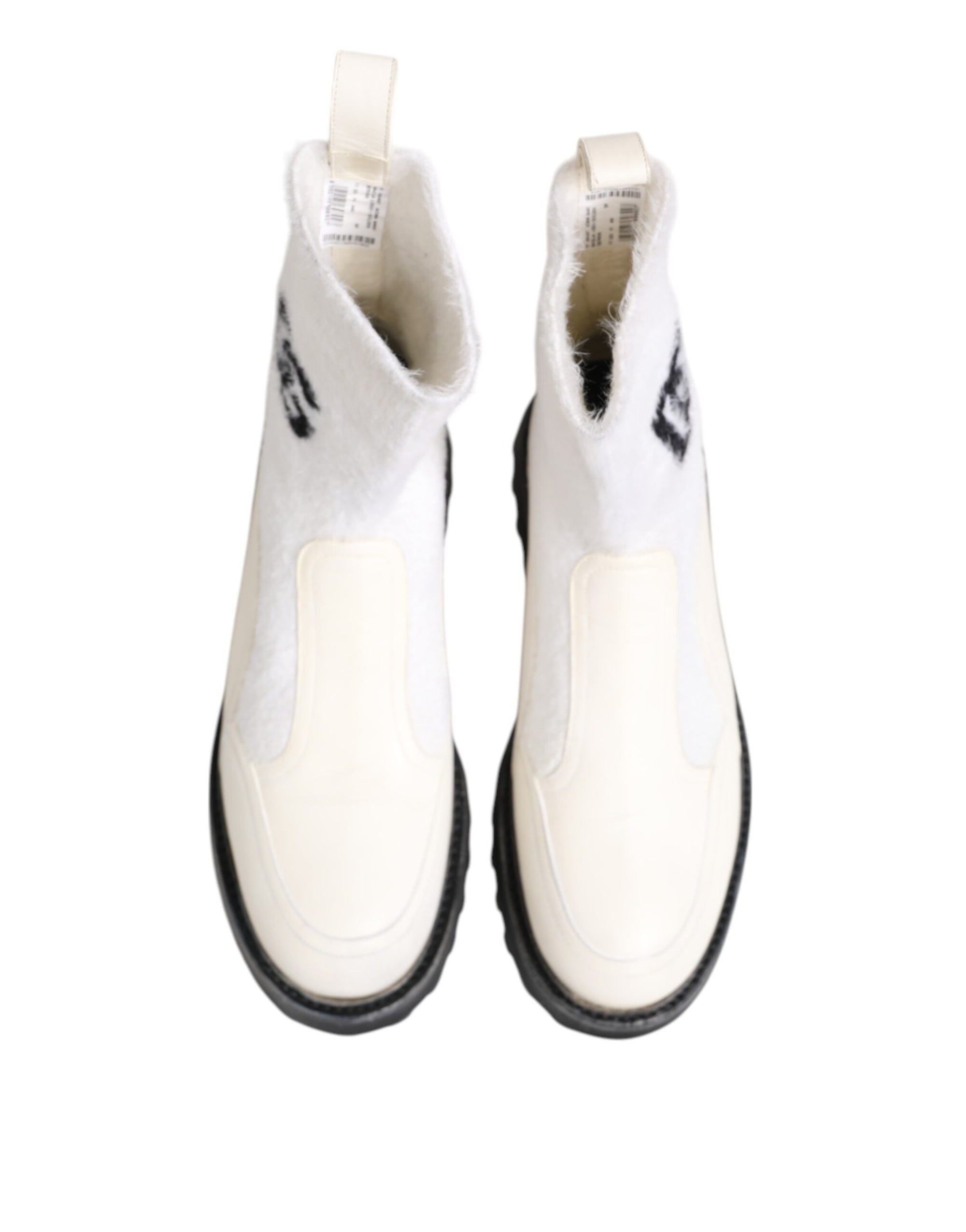 Bottes mi-mollet Dolce &amp; Gabbana blanches et beiges avec logo DG