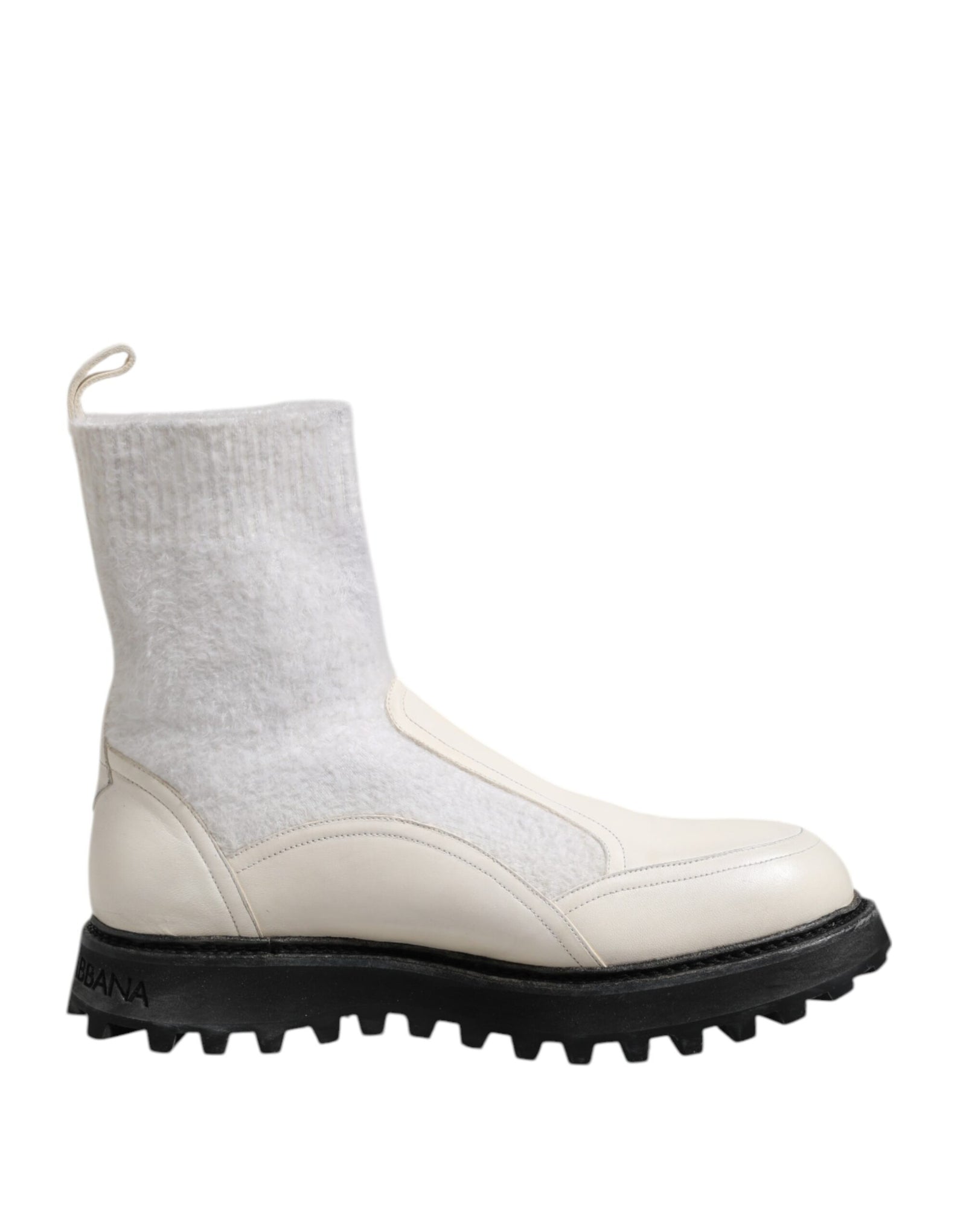 Bottes mi-mollet Dolce &amp; Gabbana blanches et beiges avec logo DG