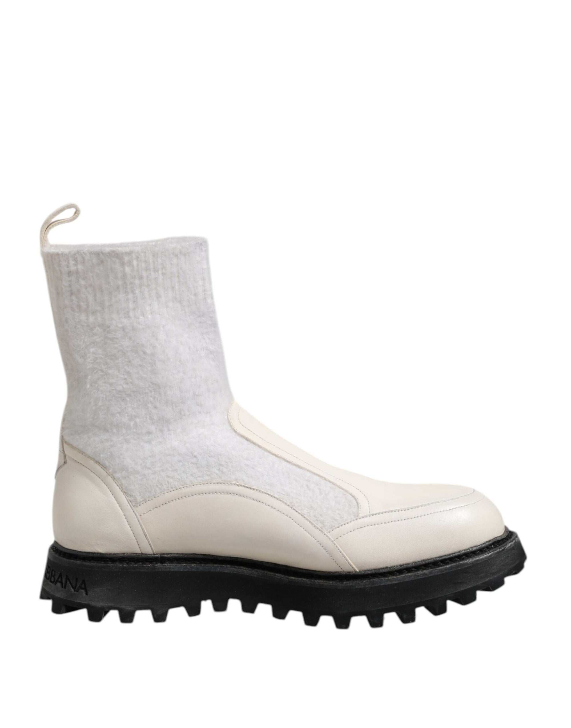 Bottes mi-mollet Dolce &amp; Gabbana blanches et beiges avec logo DG