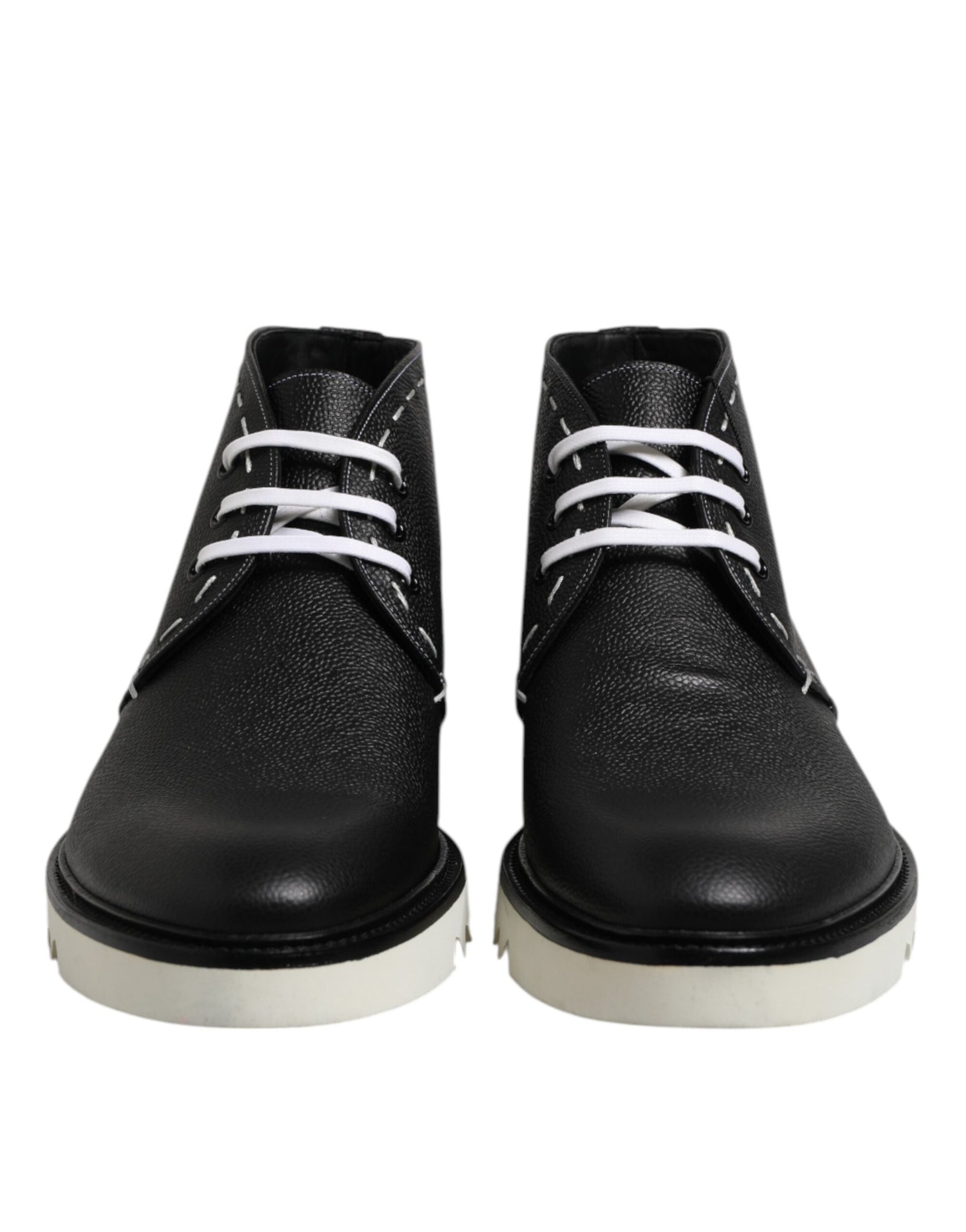 Bottines en cuir noir et blanc Dolce &amp; Gabbana