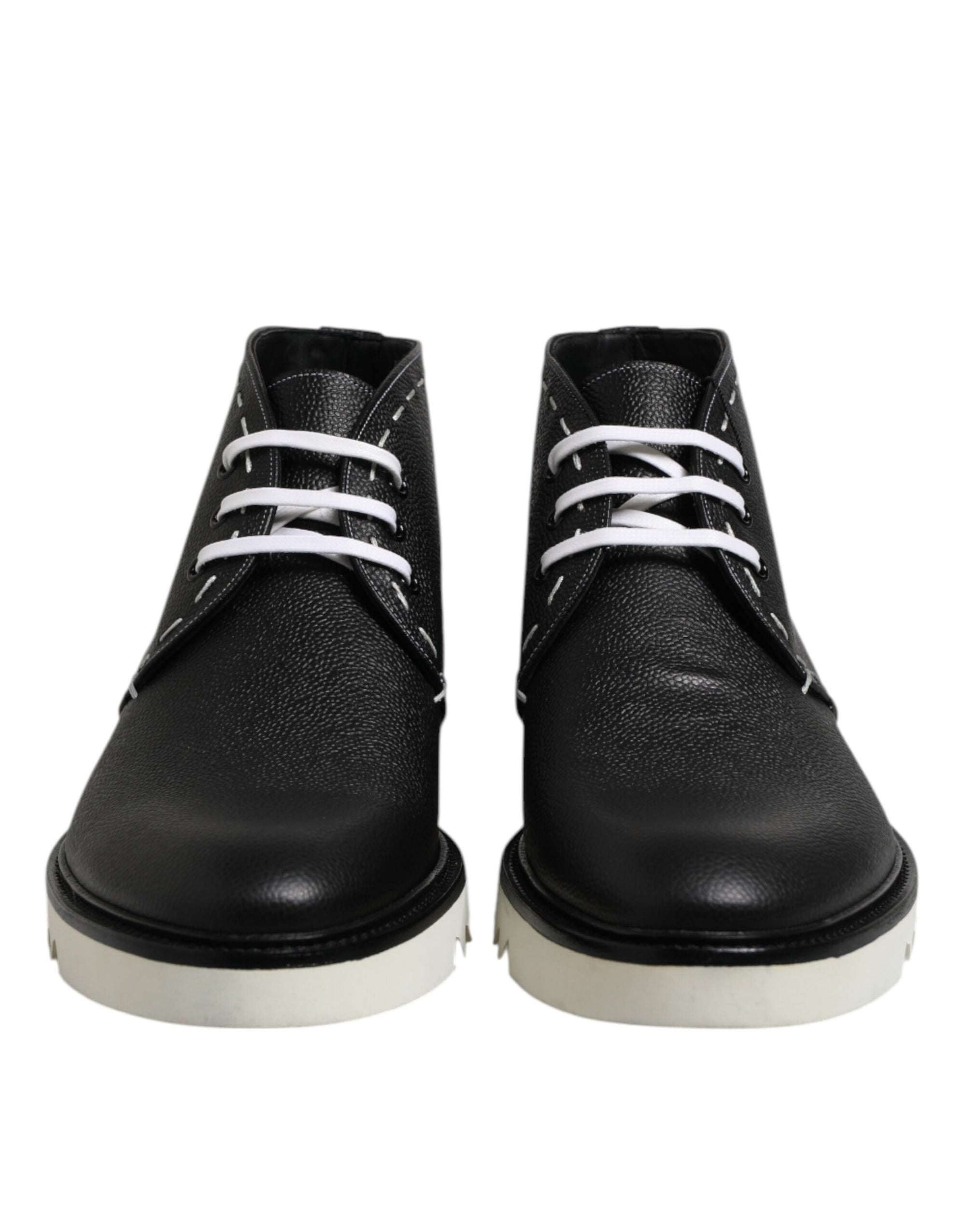 Bottines en cuir noir et blanc Dolce &amp; Gabbana