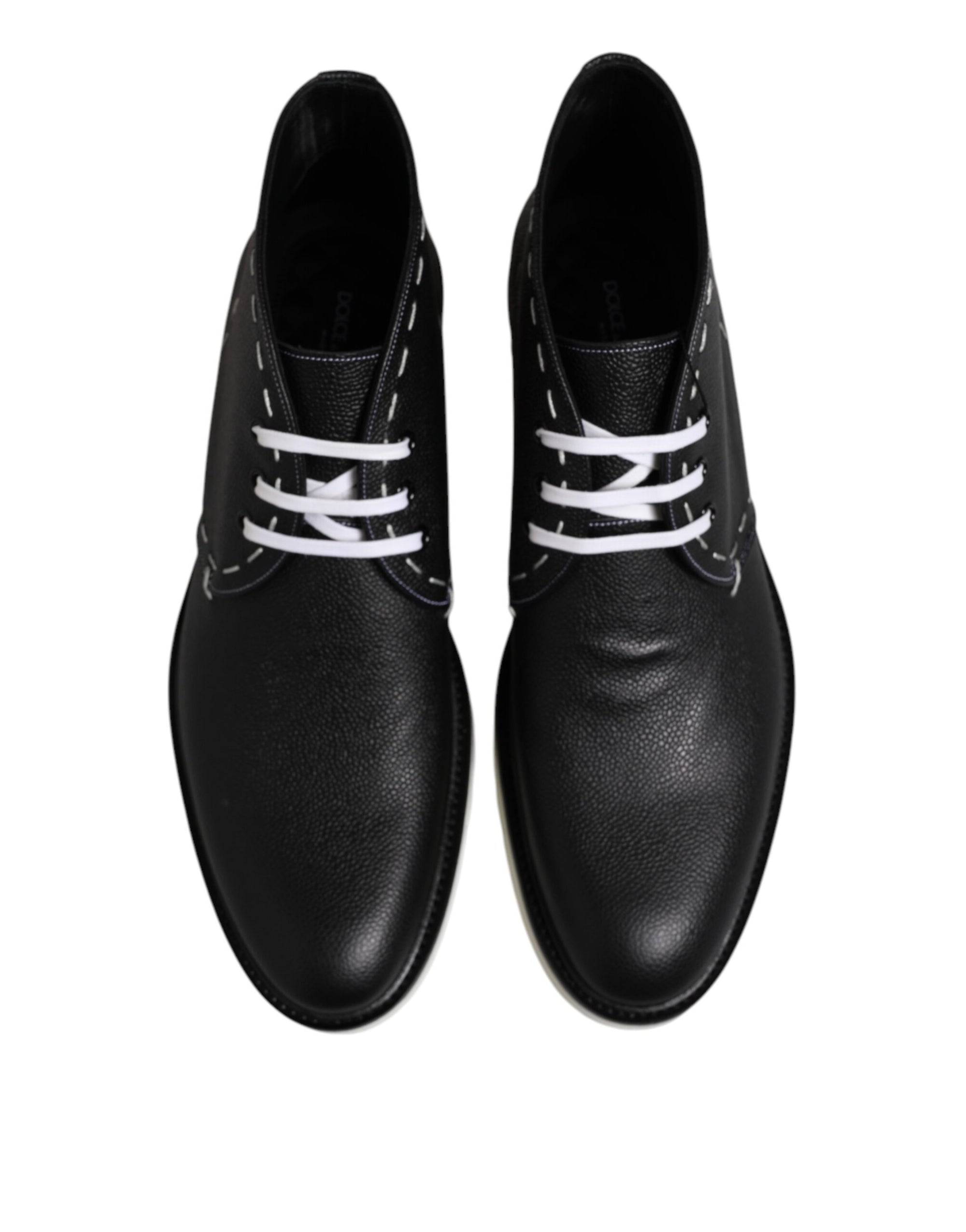 Bottines en cuir noir et blanc Dolce &amp; Gabbana