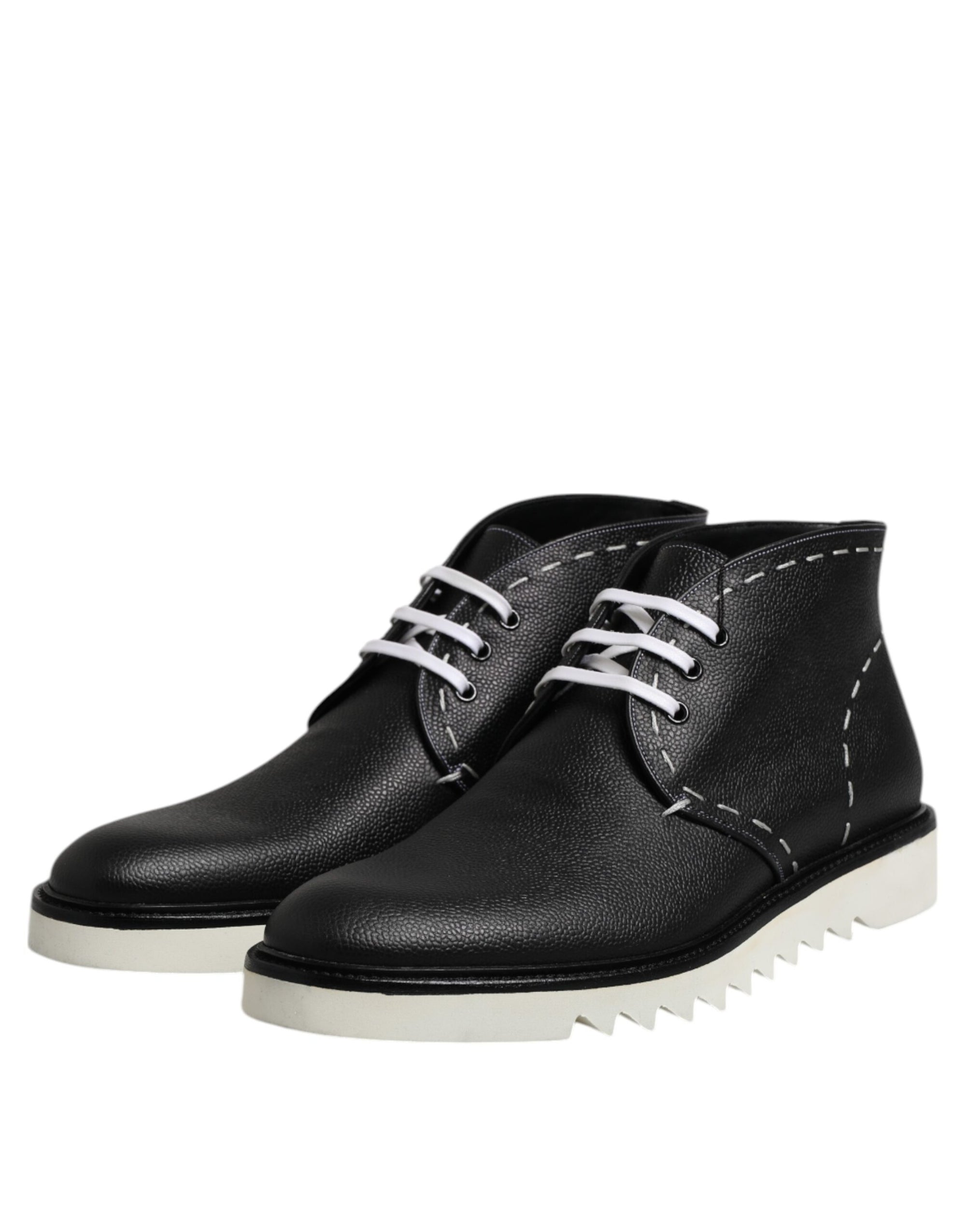Bottines en cuir noir et blanc Dolce &amp; Gabbana
