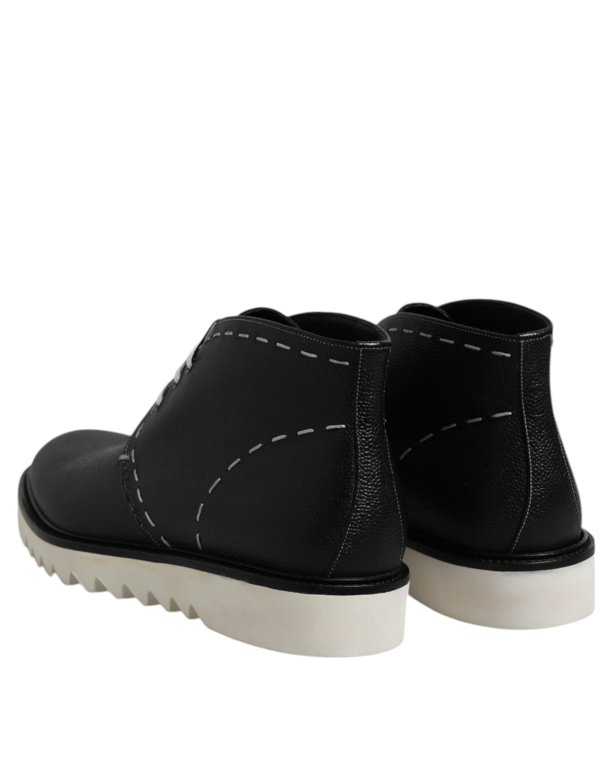 Bottines en cuir noir et blanc Dolce &amp; Gabbana