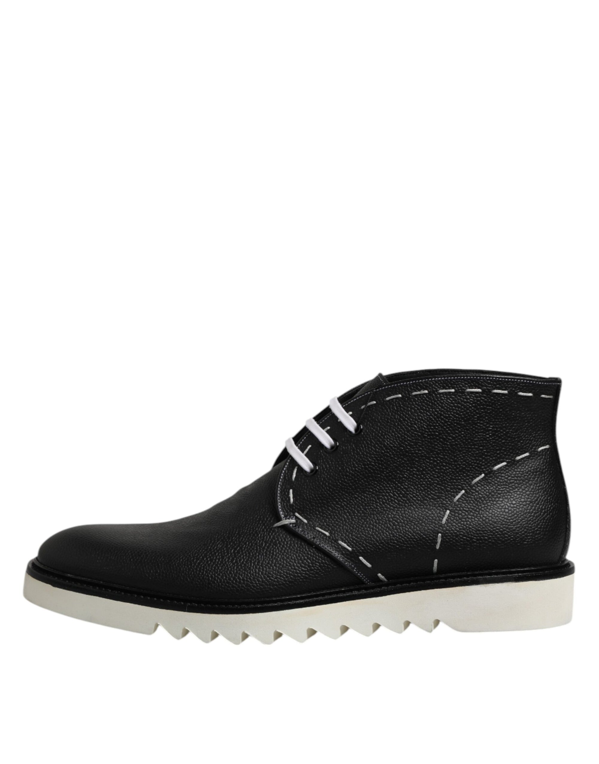 Bottines en cuir noir et blanc Dolce &amp; Gabbana