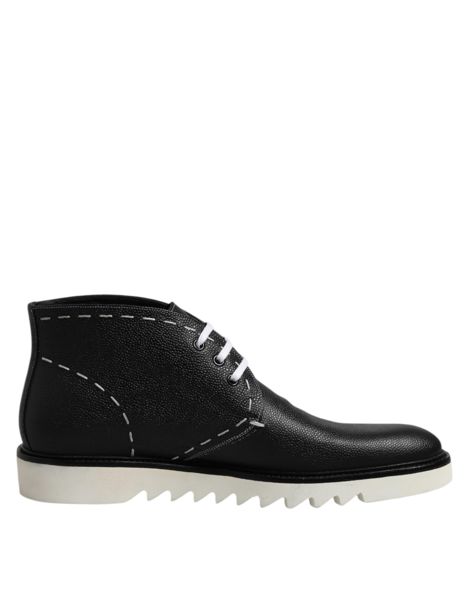 Bottines en cuir noir et blanc Dolce &amp; Gabbana