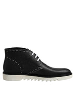 Bottines en cuir noir et blanc Dolce &amp; Gabbana
