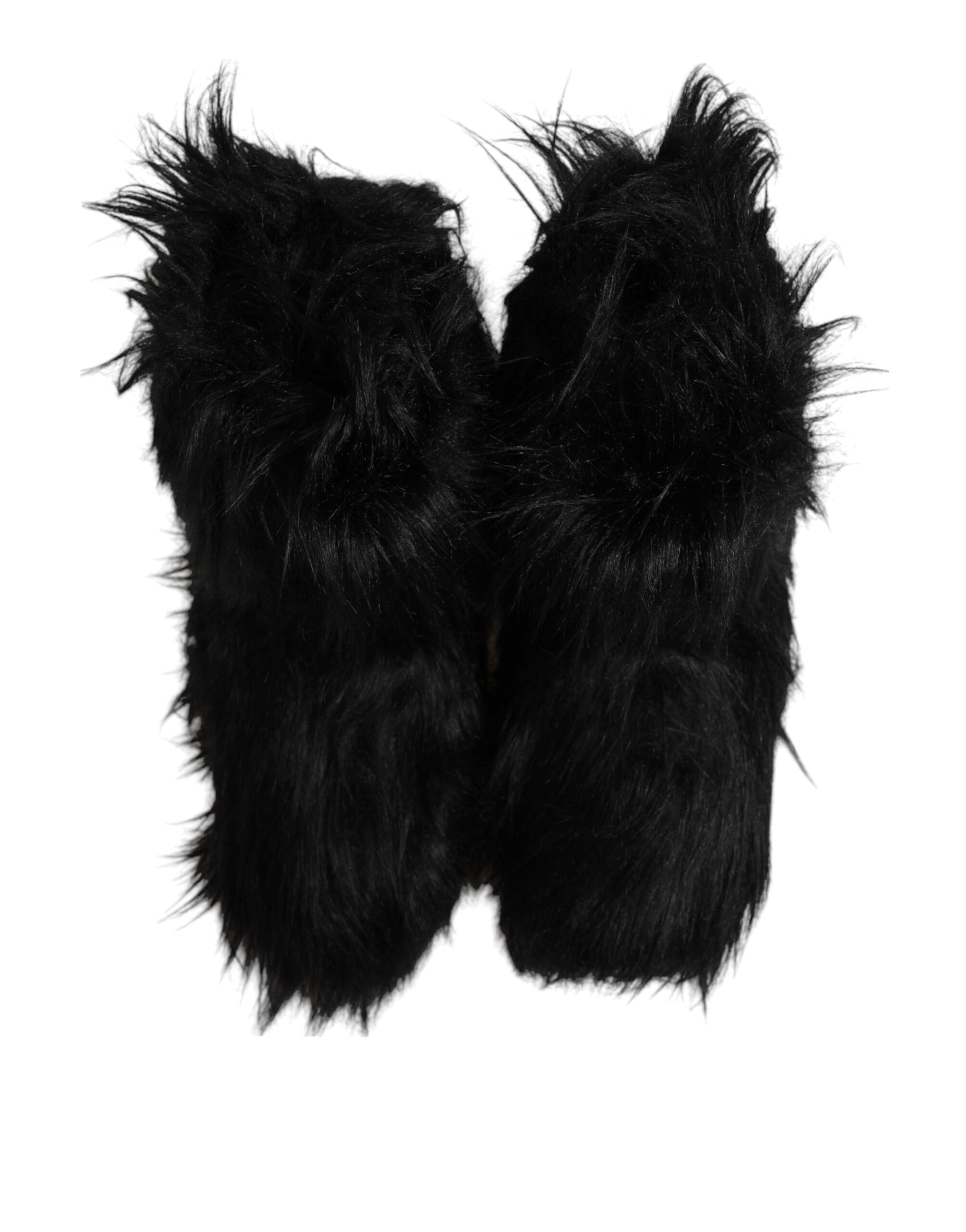 Bottes mi-mollet en fausse fourrure noire Dolce &amp; Gabbana