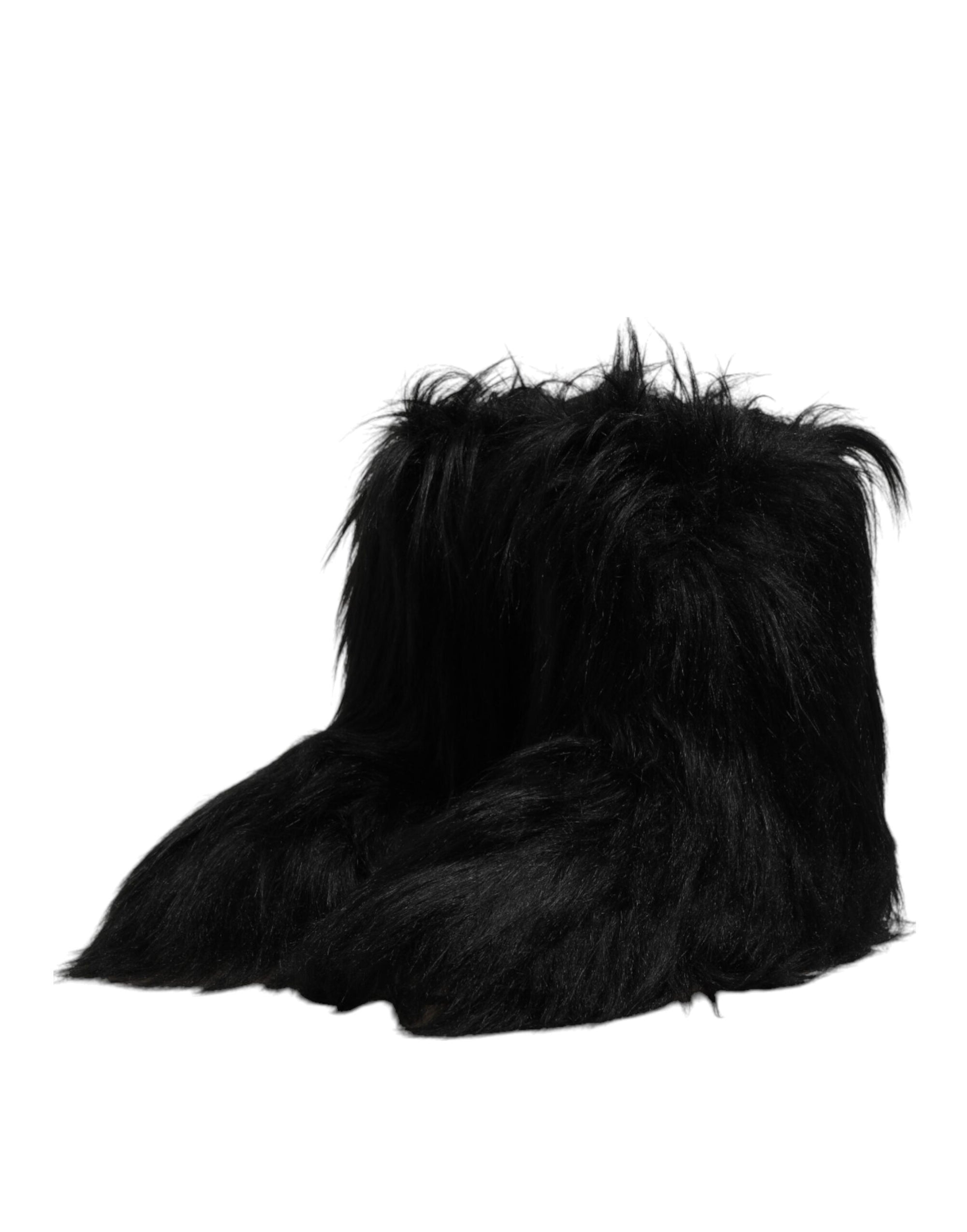 Bottes mi-mollet en fausse fourrure noire Dolce &amp; Gabbana