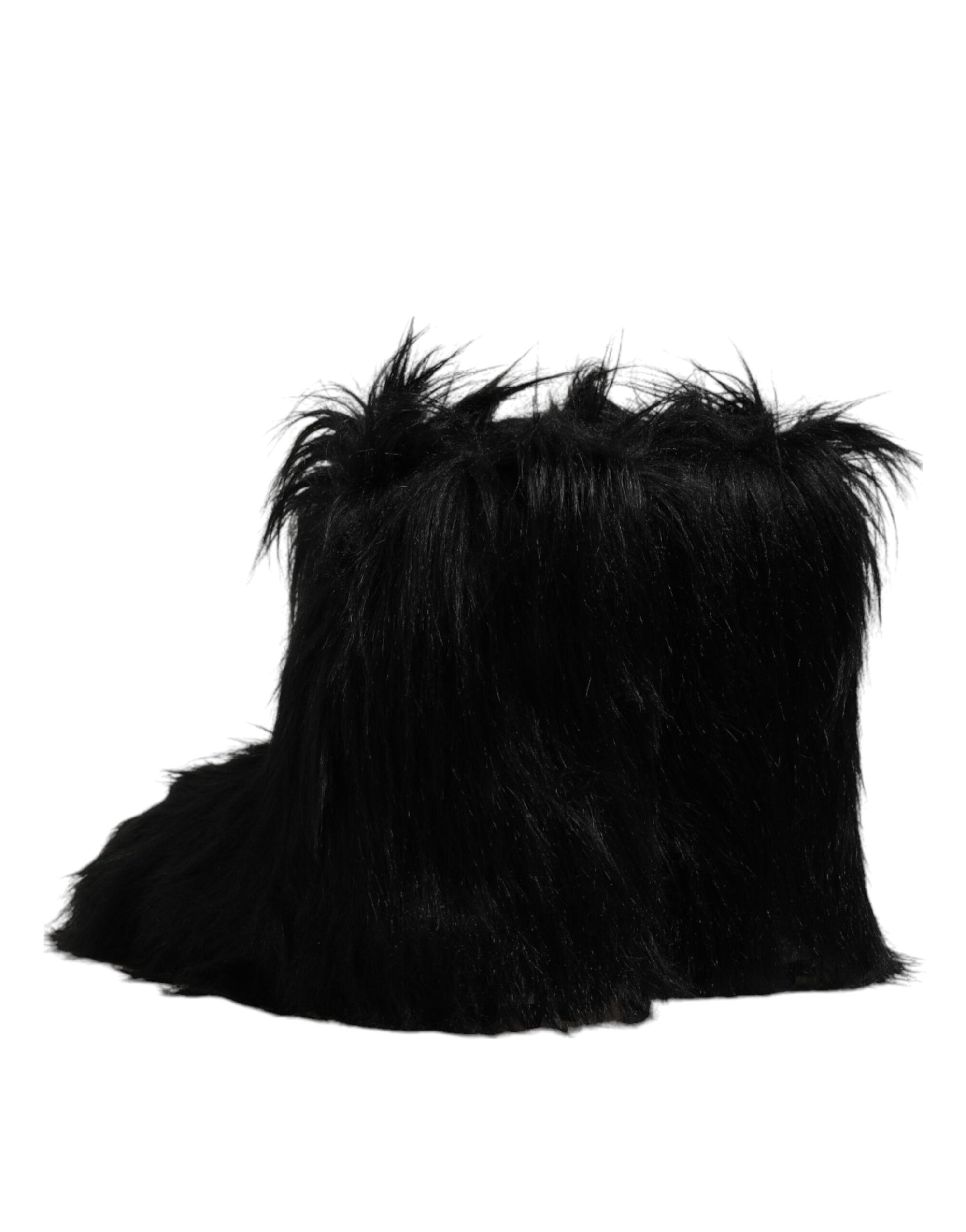 Bottes mi-mollet en fausse fourrure noire Dolce &amp; Gabbana