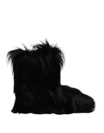 Bottes mi-mollet en fausse fourrure noire Dolce &amp; Gabbana