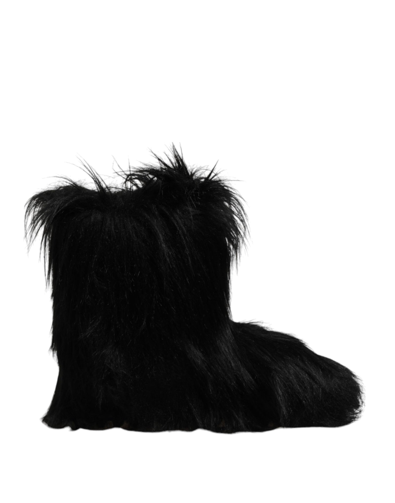 Bottes mi-mollet en fausse fourrure noire Dolce &amp; Gabbana