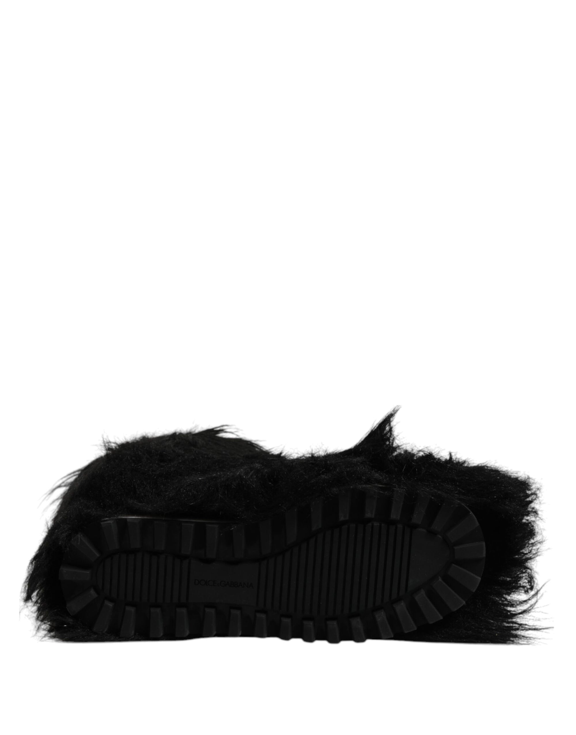 Bottes mi-mollet en fausse fourrure noire Dolce &amp; Gabbana