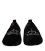 Dolce & Gabbana Black Velvet Crystal Crown Loafers Dress Shoes