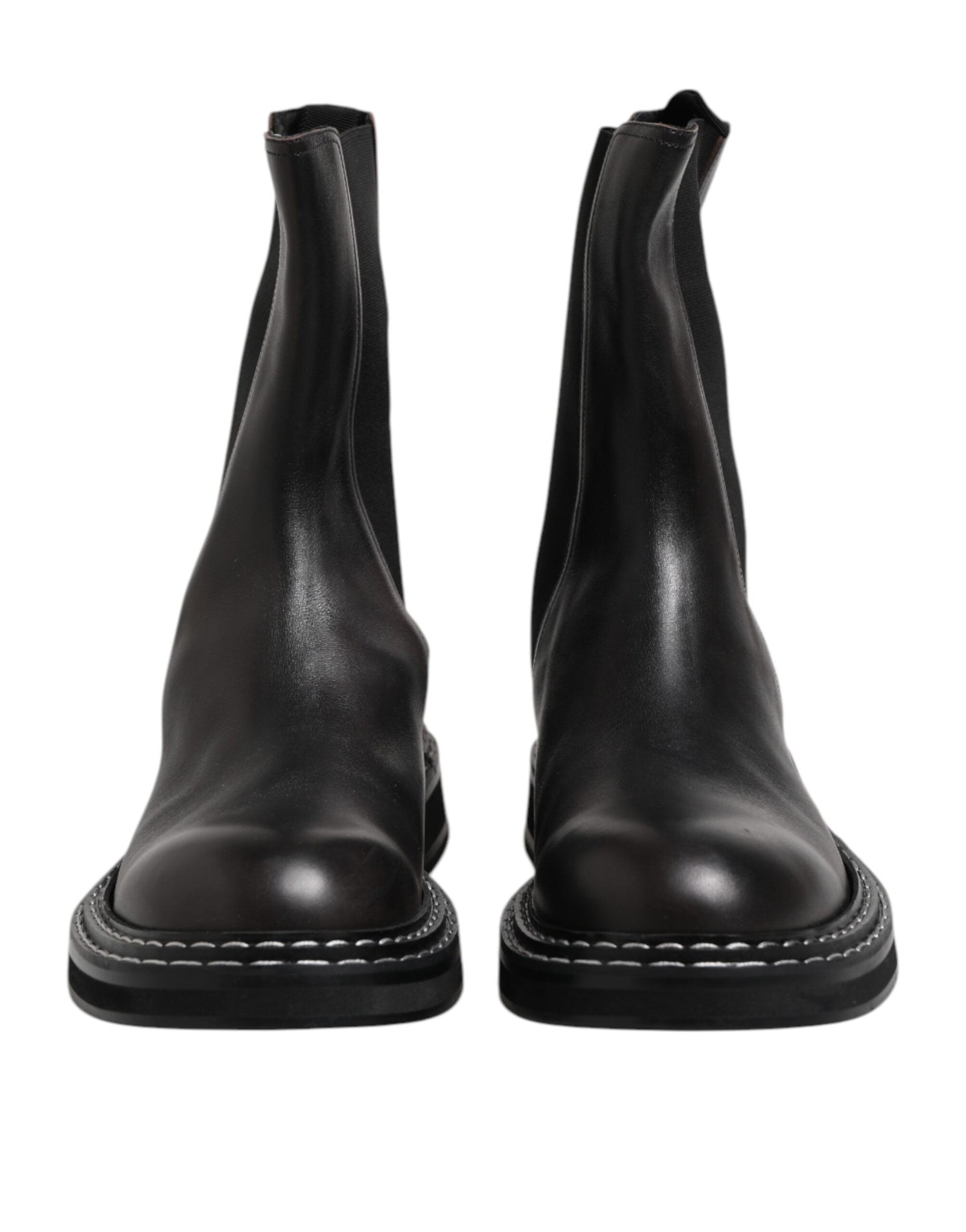 Bottes mi-mollet en cuir noir Dolce &amp; Gabbana Chaussures plates