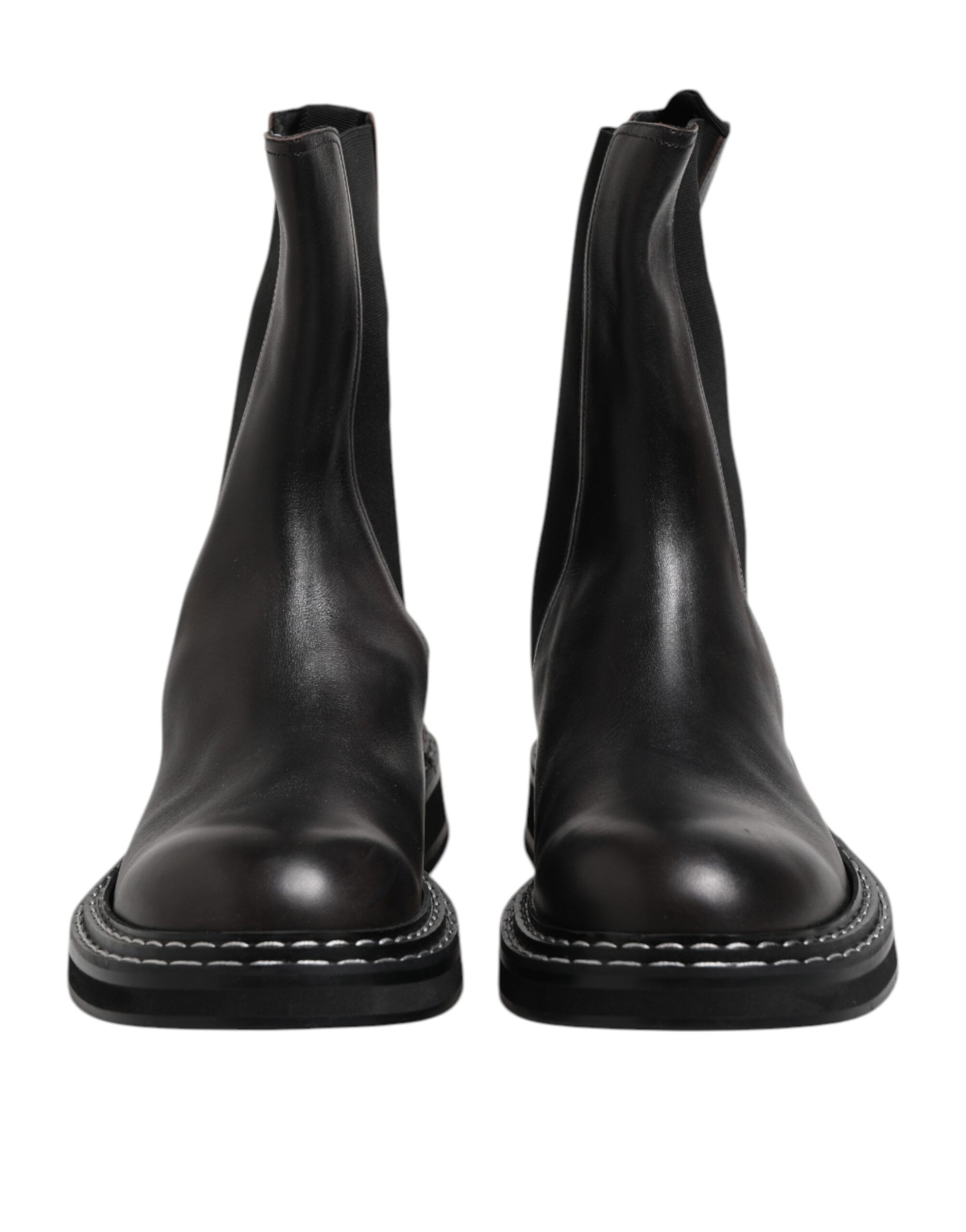 Bottes mi-mollet en cuir noir Dolce &amp; Gabbana Chaussures plates