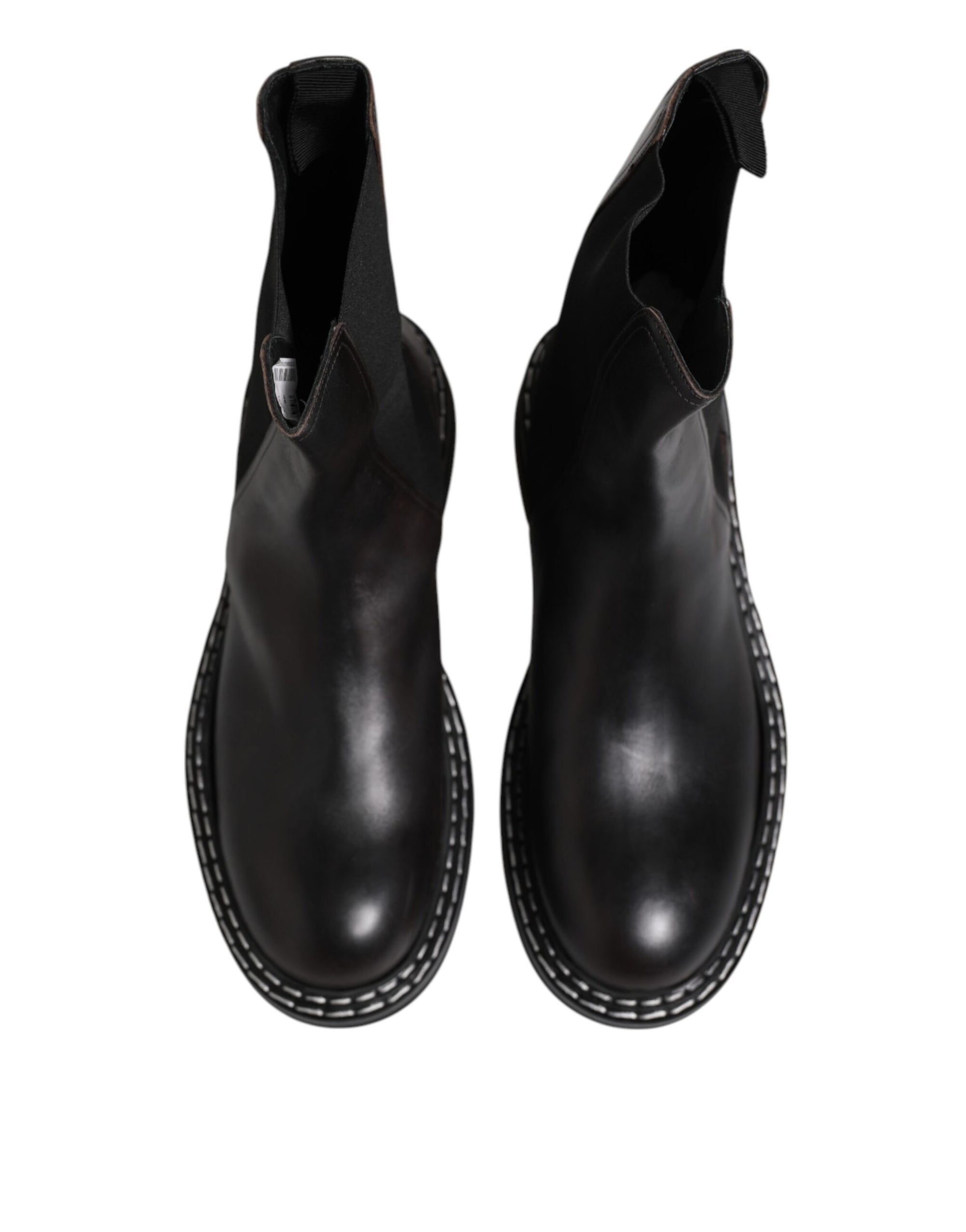 Bottes mi-mollet en cuir noir Dolce &amp; Gabbana Chaussures plates