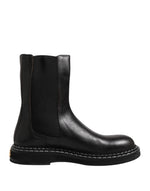 Bottes mi-mollet en cuir noir Dolce &amp; Gabbana Chaussures plates