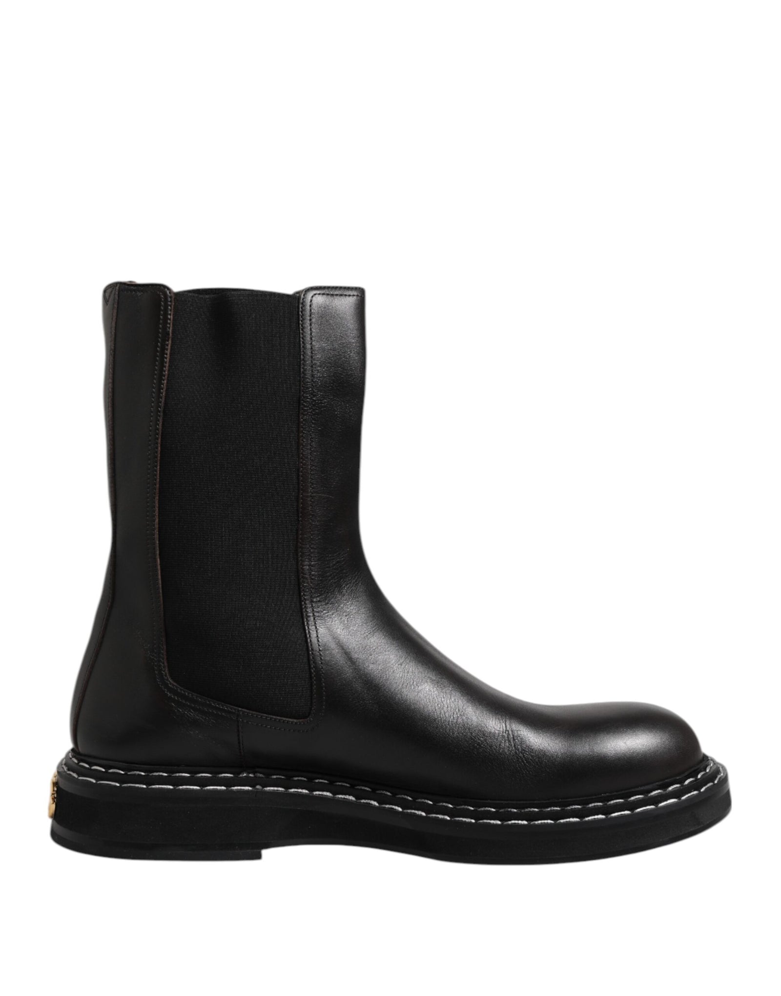 Bottes mi-mollet en cuir noir Dolce &amp; Gabbana Chaussures plates