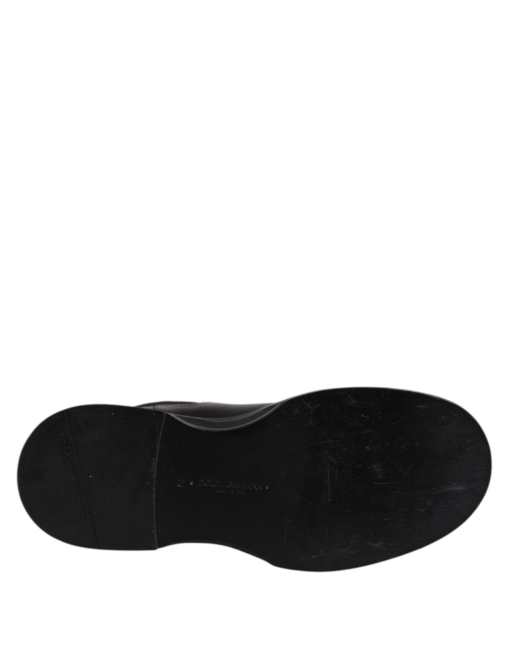 Bottes mi-mollet en cuir noir Dolce &amp; Gabbana Chaussures plates