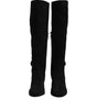 Dolce &amp; Gabbana Black Suede Leather Knee High Boots Shoes