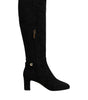 Dolce &amp; Gabbana Black Suede Leather Knee High Boots Shoes